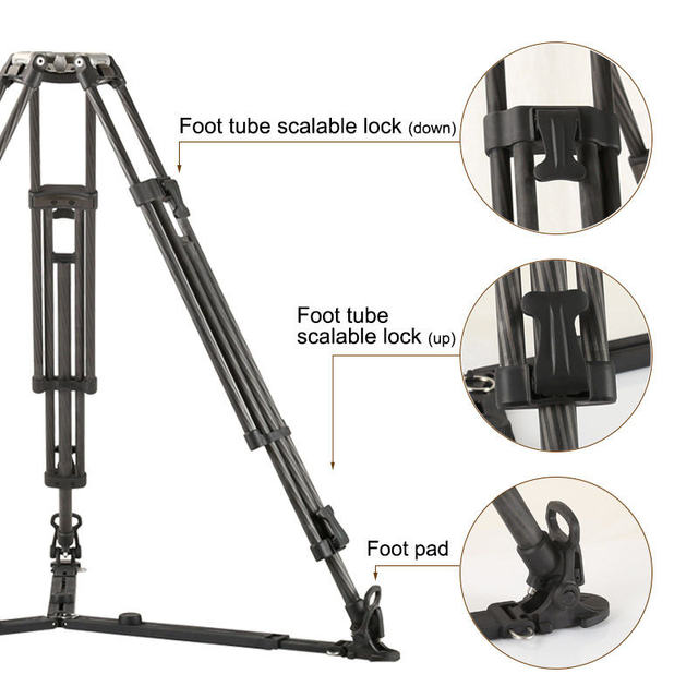 Best Seller OBO Professional Heavy Duty Carbon Fiber Camera DV Tripod Fluid Damping Head 15kg Load Capacity