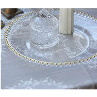 Plato de Plástico Transparente de 13 Pulgadas con Borde Dorado Decorativo para Bodas, Hoteles y Banquetes