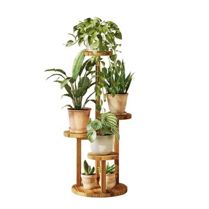 Solid Wood Multi Tier Flower <b>Stand</b> Natural Color Floor Standing For Indoor Plants Living Room Decor - Product Image 5