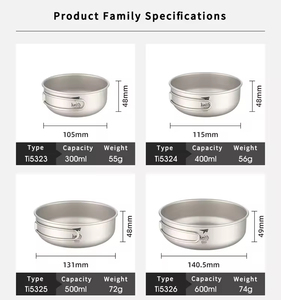 Bol à riz pliable en titane ultraléger de 300 ml, ustensile de cuisine portable pour le camping, l'escalade, le pique-nique, la cuisson - Marque Hummingbird - Product Image 6