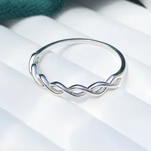 925 Sterling Silver Twist Rings Infinite Design Light Weight Simple Daily Jewelry for Women Fashion