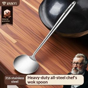 304 <b>Stainless</b> <b>Steel</b> <b>Wok</b> Spatula Mushroom Head Stir Fry Spatula Long Handle Heat Resistant Cooking Utensil Kitchen Tool - Product Image 6