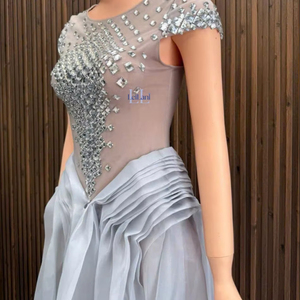 Luxury Silk Organza Ball Gown with Regular Sleeves High-End Rhinestone Embellished High Street Style Winter for Women in Vietnam - Product Image 1