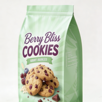 Sachets à fond plat refermables de qualité alimentaire supérieure, imprimés sur mesure, hermétiques et durables pour biscuits, gâteaux et stockage alimentaire