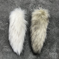 Porte-clés queue de chat en fausse fourrure de renard 20 cm, noir et blanc, peluche, dessin animé, mignon, pendentif pour sac, décoration de voiture, accessoires de mode, logo personnalisé