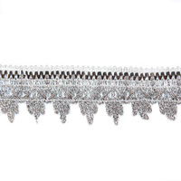 Vente en gros populaire belle frange dentelle pour décorer or et argent soie dentelle vêtements accessoires, or dentelle