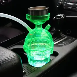 Wholesale Cheap Portable Mini Small Hookah Cup Travel Car Acrylic Cube Hookah Cup Shisha With Led Light Hookah