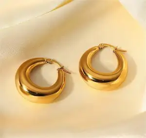 OUXI hot selling product 18K gold plated jewelry Stainless Steel earrings for women