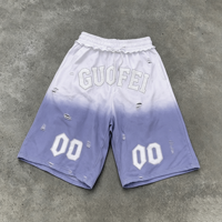 Shorts de jogging amples Ouna en coton 100% avec teinture personnalisée, imprimé vintage vieilli, taille plus, pour homme