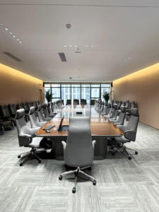 Mesa de Conferencia Ovalada Grande de Madera, Escritorio <span class=keywords><strong>Ejecutivo</strong></span> Moderno para Sala de Juntas con Pasacables, Muebles Personalizados para Sala de Reuniones de Oficina - Product Image 4