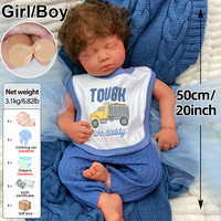 Poupées Reborn en Silicone de 20 Pouces pour Filles/Garçons LouLou Corps Complet en Silicone Doux Lavable Veines 3D Réalistes Cheveux Enracinés Cadeau de Noël