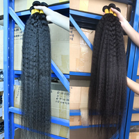 Lots de mèches de cheveux péruviens Kinky Straight, mèches de cheveux humains bruts, extensions Remy vierges pour femmes, trame Yaki texturée