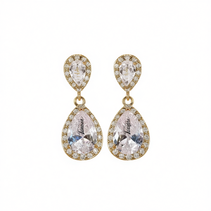 Boucles d'oreilles en cristal laqué plaqué or 18 carats, en forme de goutte d'eau, bijoux de mariage pour femmes, Style de luxe - Product Image 1