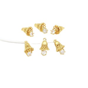 18K genuine gold color-preserving zircon-inlaid hollow crown tassel Christmas <b>bell</b> pendant DIY necklace jewelry charm D178 - Product Image 5
