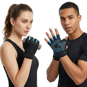 Sports Gloves Blue <b>Hex</b> Pattern Wrist Length Touchscreen Needle Detection Eco-Friendly Durable for Workout Outdoor Use All - Product Image 1