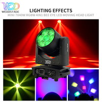 WEDOSTAGE Équipement d'éclairage de scène 7x40W RGB 4-en-1 Projecteur à tête mobile halogène Décoration de mariage CTO Wash Beam DMX512