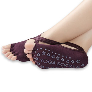 Yoga <b>Socks</b> Open Toe Non Slip Silicone <b>Grip</b> For Pilates Yoga Fitness Women's Sport <b>Socks</b> Solid Color Polyester Cotton - Product Image 3