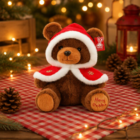 Ours en peluche de Noël avec cape à capuche de Père Noël, jouet en peluche