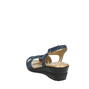Io17818 sandali estivi con zeppa a punta blu con tacco quadrato e sandali bassi con chiusura stringata e Slip-On soletta in gomma - Product Image 2