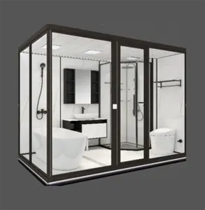 Aokeliya shower unit and prefab toilet modular bathroom with family bath tub