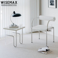 WISEMAX – meubles de salle à manger minimaliste, coussin en éponge, fauteuil en acier inoxydable blanc, chaise de salle à manger en métal