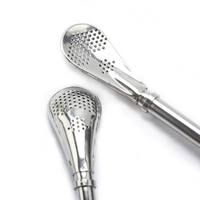 Pailles réutilisables en acier inoxydable, pailles-cuillères en métal, pailles pour Yerba Maté avec filtre-cuillère