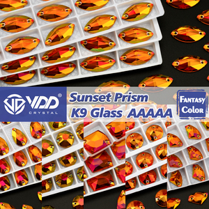 VDD 최고 품질 일몰 프리즘 판타지 컬러 K9 유리 바느질 모조 다이아몬드에 바느질 크리스탈 의류 액세서리 플랫 백 스톤 - Product Image 1