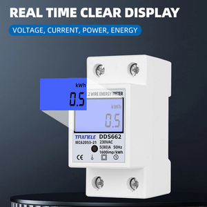 Điện DIN đường sắt duy nhất giai đoạn hai dây LCD hiển thị kỹ thuật số wattmeter điện năng lượng tiêu thụ điện năng kWh Meter AC 230V 50Hz - Product Image 5