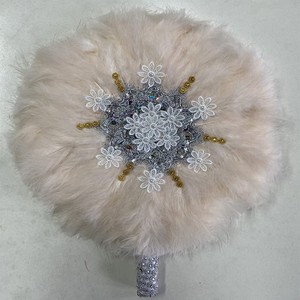 50 pz/Design a ventaglio di <span class=keywords><strong>piume</strong></span> di colore africano Champagne da donna per <span class=keywords><strong>sposa</strong></span> a due lati colore piuma - Product Image 4