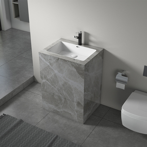 Connexion sans couture en céramique intégrée dalle <span class=keywords><strong>de</strong></span> roche <span class=keywords><strong>colonne</strong></span> bassin combinaison lavabo vertical armoire pour cour extérieure - Product Image 4