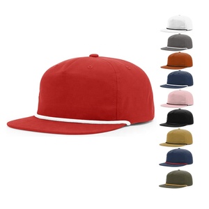 Topi Baseball Sport Mewah Grosir OEM ODM Model Flat Square Bill Logo Kustom High Crown Polos Tanpa Motif 5 Panel Snapback 256 Rope Hat - Product Image 1