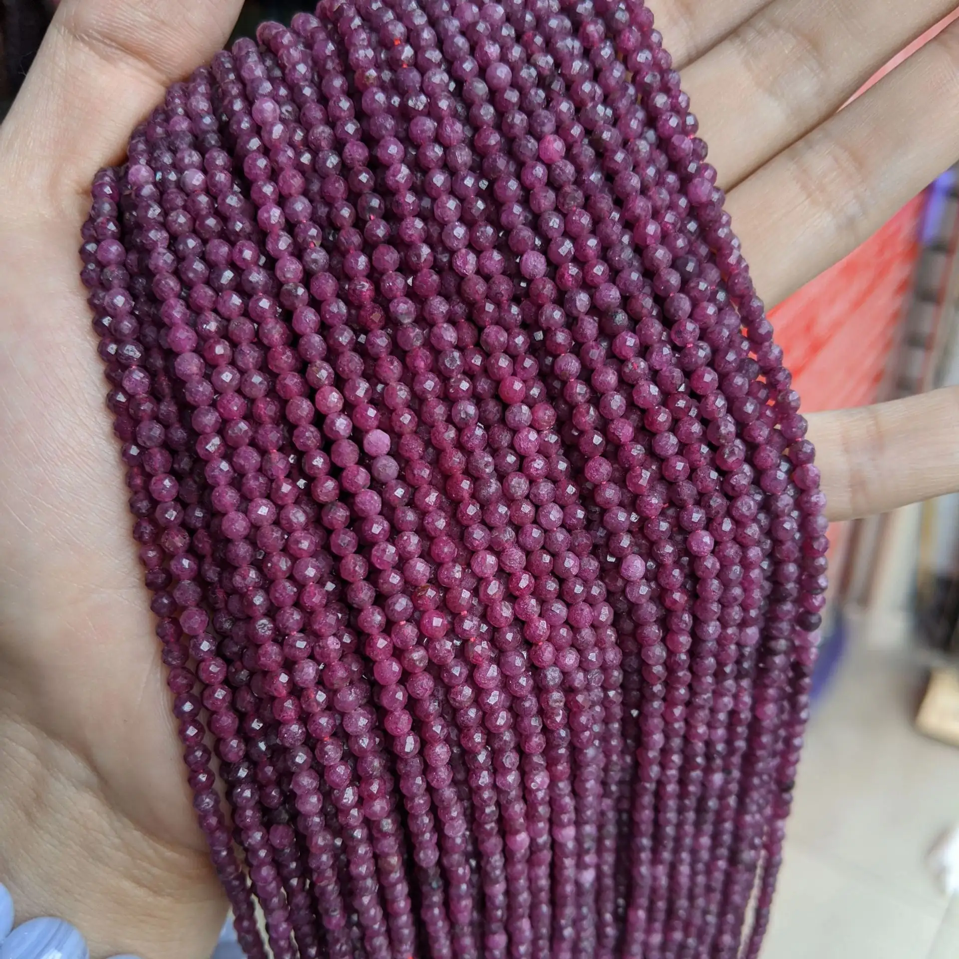 Natural Faceted Gemstone Beads 3mm Beads Natural Stone Loose Beads Ruby Tourmaline