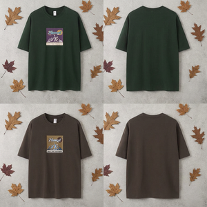 เสื้อยืดพิมพ์ลายภูเขาสำหรับฤดูใบไม้ผลิและฤดูร้อนปี 2026 ทรงหลวมทันสมัย แบรนด์ดัง เสื้อคอกลมเนื้อหนา - Product Image 1