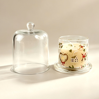 Ensemble de bougies cloche en verre en cire de paraffine imprimées thème Village de Noël Ramadan, avec couvercle en dôme, pour aromathérapie festive et décoration de fêtes