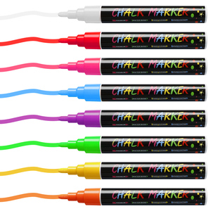 Pennarelli per Lavagna a 12 Colori, Punta Doppia 6mm, Pennarelli per Arte e Graffiti su Vetro, <span class=keywords><strong>Penna</strong></span> a <span class=keywords><strong>Gesso</strong></span> <span class=keywords><strong>Liquido</strong></span> Cancellabile - Product Image 1