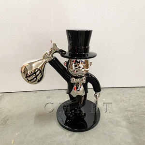 Sculpture Pop Art Chrome <span class=keywords><strong>Monopoly</strong></span> avec Skateboard, Statue Homme Sac d'Argent 40CM, Rich Alex Dollar - Product Image 2