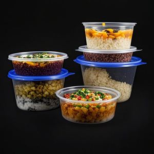 Bol en plastique transparent jetable, 360 ml-3500 ml, avec couvercle, pour livraison de repas par micro-ondes, préparation de repas, livraison de salades et de soupes - Product Image 1