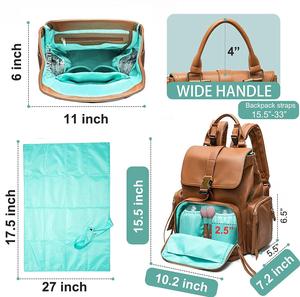 Port USB étanche grande capacité bébé <span class=keywords><strong>sac</strong></span> à dos en cuir PU <span class=keywords><strong>sac</strong></span> à couches avec matelas à langer <span class=keywords><strong>maman</strong></span> <span class=keywords><strong>maternité</strong></span> hôpital accessoire - Product Image 2