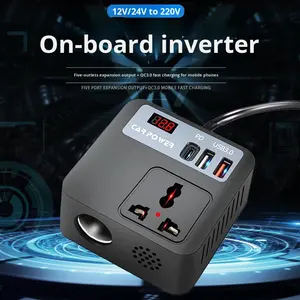Nuevo Inversor de Corriente para Auto de 12V a 220V, Cargador de Teléfono para Auto con Cable y Carga Rápida QC3.0, Fuente de Alimentación Estándar China de 24V - Product Image 2