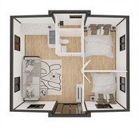 Casa Contenedor de Acero Expandible Moderna de 20 pies, 30 pies, 40 pies con Techo, Cocina Prefabricada, Dormitorio y Baño