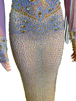 Tournesol maille serré Sexy brillant plein diamant chaîne hanche étreignant longue jupe discothèque Bar Performance Costume