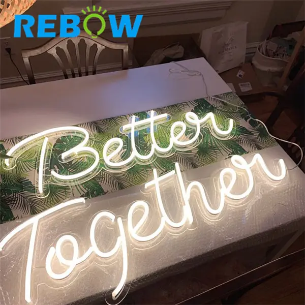 Rebow Drop shipping LED Neon Sign Board Acrylic Custom 12V Rgbw Addressable LED Strip Neon Light For Wedding