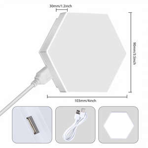 USA In-Stock White LED Night Light Removable Hexagonal Smart Home <b>Wall</b> <b>Lamp</b> with Quantum Modular Touch Hexagon Geometry Design - Product Image 2