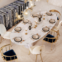 Table à manger ovale en marbre blanc de luxe moderne sur mesure pour la maison, meubles de salon, table à manger en marbre