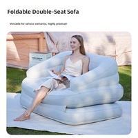 Matelas gonflable double pour le commerce extérieur, idéal pour le camping en extérieur, les festivals de musique, lit d'appoint paresseux, résistant à l'humidité, avec revêtement floqué