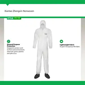 CE Certificated Disposable Clothing Non-woven Fabric Microporous Coverall Suit