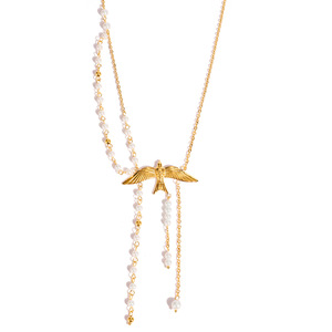 Collar de Perlas con Borla de Paloma y Cadena Dorada, Accesorio de Joyería para Uso Diario de Mujer - Product Image 5