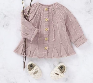 Nouveau design, couleur unie, <span class=keywords><strong>manteau</strong></span> décontracté pour bébé, tricot doux, manches longues, simple boutonnage, pull moelleux pour filles, 100% acrylique, respirant - Product Image 4