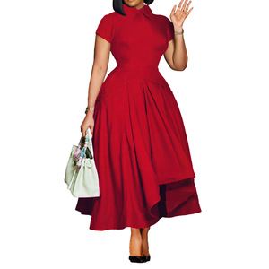 Gonna da banchetto <span class=keywords><strong>a</strong></span> vita alta alla moda estiva <span class=keywords><strong>a</strong></span> manica corta elegante abito africano - Product Image 5