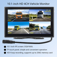 Monitor para Vehículo con Pantalla IPS HD de 10.1 Pulgadas, Resolución de 1024*600 y Grabación en Bucle de 4 Canales